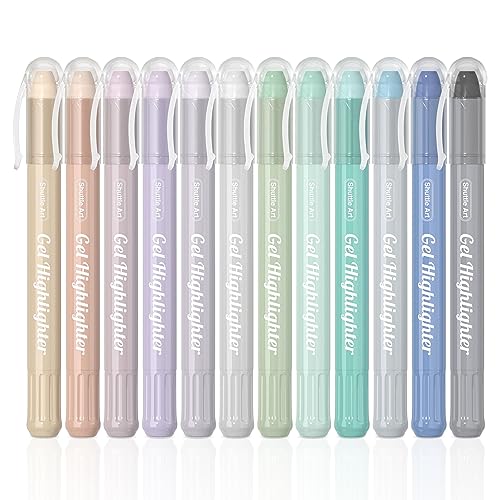 Shuttle Art Bible Highlighters and Pens No Bleed, 12 Dusty Colors Gel Highlighters No Bleed Through, Bible Journaling Supplies, Great for Journaling Highlighting and Studying - color: 12 Dusty Colors