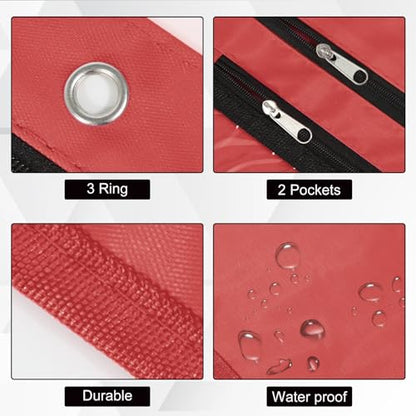YoeeJob 2 Pack 1 Inch Expandable Zipper Pencil Pouches with Clear Window for 3 Ring Binder, Suitable for School & Office（Red） - color: Red