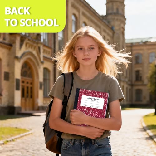 ONAVIA Composition Notebook College Ruled 6 Pack, 200 Pages, Marble Black | 100 ct, 9.75 x 7.5 in, Durable Comp Book, School Notebooks, Students, Note Taking, Writing, Teachers - color: Black, style: 6 Pack