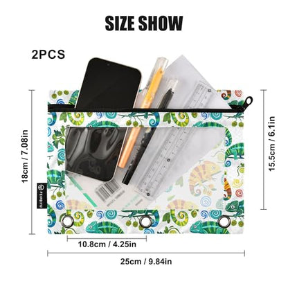 Insect Beetle Ladybird Binder Pouches 3 Ring for Boys Girls School Office College Supplies Nature Bug Butterfly Dragonfly Bees Pencil Pouches Case Bag with Clear Window and Zipper 2 Pack - color: Insect