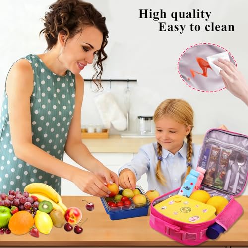 Lunch Bag Toe Insulated Lunch Box for Kids Girls Women Adult Teen School Work Travel Meal Food Containers Picnic Cooler,Lunch Purse Bag with Handheld Shoulder Strap Water Bottle Holder Pink A - color: 05-Pink A