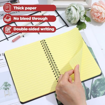 8 Pack Spiral Notebook – 5” x 7” Black PVC Cover College Ruled Journals, 100 Sheets/200 Pages – 7 Colors Vibrant Lined Paper Memo Pads for Learning Space, Office, and Gifting