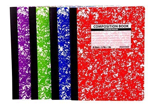 Mintra Office Composition Books - Sturdy Flexible Cover (4 Pack, Assorted Marble Comp - College Ruled) - color: Assorted Marble Comp - College Ruled, size: 4 Pack