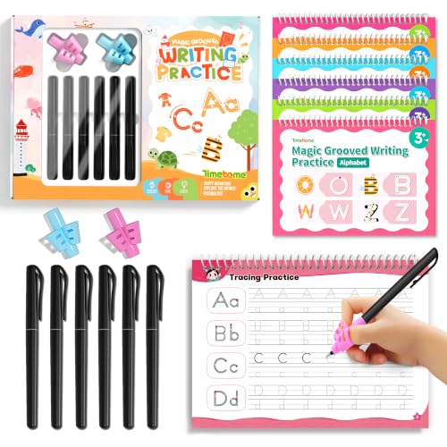 Large Magic Grooved Writing Practice for Kids 3-5, Grooved Writing Books for Kids 6-8, Handwriting Practice Ages 5-7, Preschool Learning Activities (Practice 6-Books)