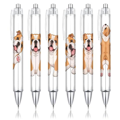 Cute Bulldog Pens 6-Pack, Funny Dog Ballpoint Pens for Kids & Women, Puppy Gifts for Dog Lovers, School Supplies, Office Desk Accessories, Party Favors