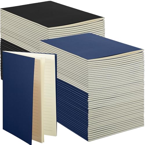Mimorou 100 Pcs Journals Notebooks Bulk - Kraft Softcover A5 Small Notebooks 5.5 Inch x 8.3 Inch Notepads with 60 Page 30 Sheet for Writing Sketch Travel Office Supplies(Black, Navy,Lined) - color: Black, Navy, style: Lined