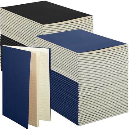 Mimorou 100 Pcs Journals Notebooks Bulk - Kraft Softcover A5 Small Notebooks 5.5 Inch x 8.3 Inch Notepads with 60 Page 30 Sheet for Writing Sketch Travel Office Supplies(Black, Navy,Lined) - color: Black, Navy, style: Lined