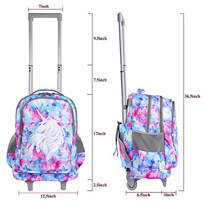 Seastig Kids Rolling Backpack 18in Wheeled Backpack with Wheels - color: Unicorn