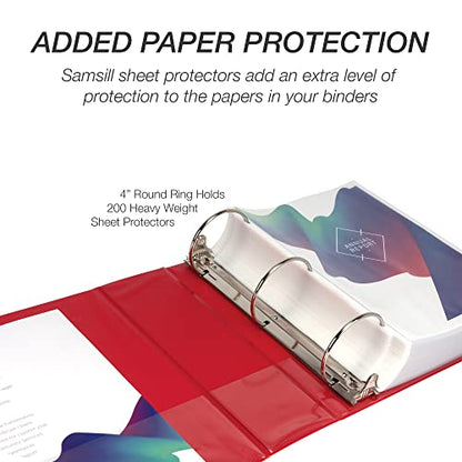 Samsill 4 Inch 3 Ring Binder, Economy Round Ring, Clear View Cover, 675 Sheet Capacity - for Schooo, Home, Office - Ruby Red - color: Red, size: 1-Pack, style: 4-Inch
