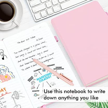 feela 12 Pack Notebooks Journals Bulk, Hardcover Notebook Classic Ruled Lined Journals with Pen Holder for Women Girls School Business Supplies, with 12 Black Pens, 120 GSM, 5.1”x8.3”, A5, Rose Pink - color: 12 Rose Pink