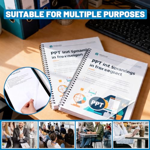 24 Pack 8.5 x 11 Inches PVC Clear Binding Covers, Letter Size 8 Mil Report Cover Sheets for Business Presentation Document Binding Office Supplies, Unpunched, Square Corners