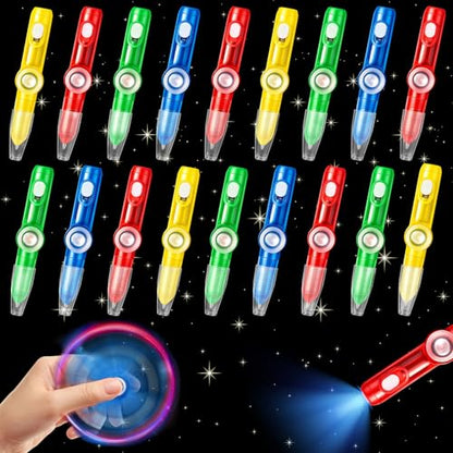 CZWZ 18Pcs Mini Spinner Pens Bulk, Ballpoint Pen for Birthdays and Children's Parties, Fun Gifts Pen - style: 18Pcs-Light Spinner