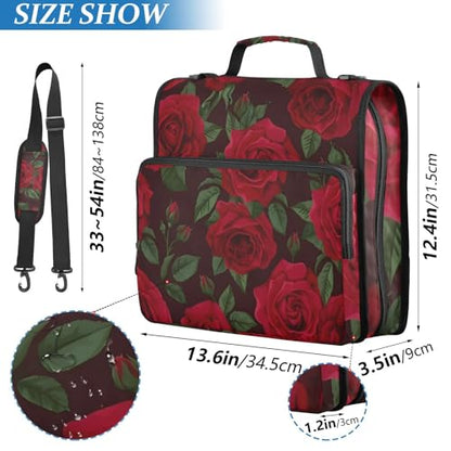 Red Rose Black Roses Zipper Binder Bag 3 Ring Binder with Shoulder Strap Zip Up 500 Sheets Capacity Multi Pockets for School Office Supplies - color: Multi2761, size: Fit 500 Sheets
