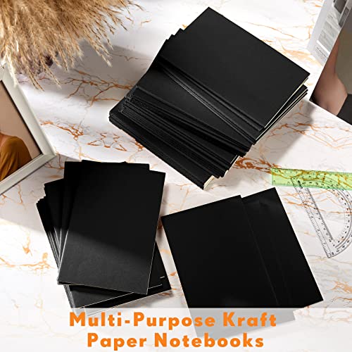 Mimorou 100 Pcs Journals Notebooks Bulk - Kraft Softcover A5 Small Notebooks 5.5 Inch x 8.3 Inch Notepads with 60 Page 30 Sheet for Writing Sketch Travel Office Supplies(Black,Unlined) - color: Black, style: Unlined