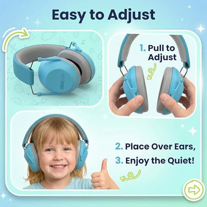 ISOtunes JUNIOR DEFENDER Noise Cancelling Headphones for Kids, 20 dB Kids Ear Protection Ear Muffs for Noise Reduction - color: Kids Blue