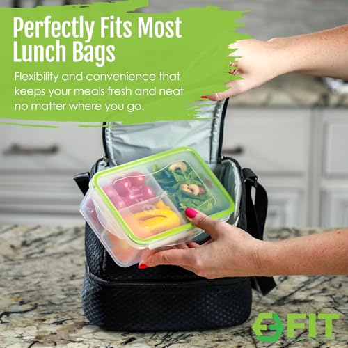 FIT Strong & Healthy Bento Lunch Box & Meal Prep Containers, Food & Snack Storage for Adults & Kids, Microwave, Freezer, & Dishwasher Safe, Reusable, Airtight Lid, Removable Compartments, 39oz, 6 Pack - size: 6 Pack, 39 oz