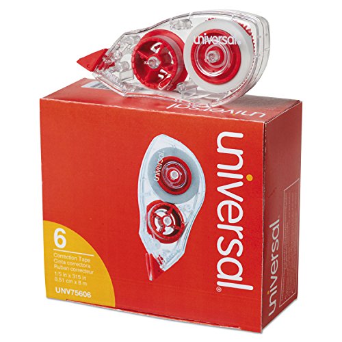 Universal 75606 Correction Tape with Two-Way Dispenser, Non-Refillable, 1/5-Inch x 315-Inch, 6/Pack