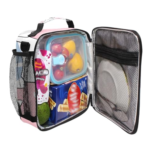 Cats Cute Animal Lunch Box Insulated Lunch Bag Girls Lunch Cooler Bag Tote Freezable Shoulder Strap Lunchbox Thermal Meal Tote Kit for Girls School Picnic - color: Multi51
