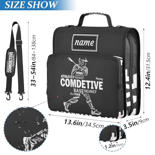 Kcldeci Personalized Zipper Binder 3 Ring，Baseball Player Custom Zipper Binder Organizer 1.5inch for School and Office Expanding File Folder - color: E7