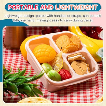 Honeydak 5 Pack Snack Containers 3 Compartment Bento Snack Boxes Divided Meal Prep Containers with Lids Reusable Adults Lunch Food Storage Box for School Work Travel(Macaroon) - color: Macaroon