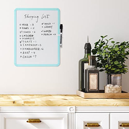 Mr. Pen- Dry Erase Board, 14” x 11” with a Black Dry Erase Marker | Mint Green Frame, Small Mini White Board for Students, Fridge, Wall, Locker, Includes Double Sided Tapes - color: Mint Green