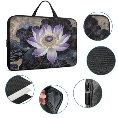 Laptop Sleeve Bag with Handle Computer Protective Soft Cover Case for 14 Inch 13 Inch Laptop,Lotus Chinese Painting - color: Lotus Chinese Painting