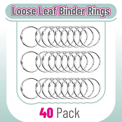 Mr. Pen- Loose Leaf Binder Book Rings, 1 Inch, 40 Pack | Metal Binder Rings for Index Cards, Keychains, School, Home, Office, Silver - color: Silver, size: 1", 40 Pack