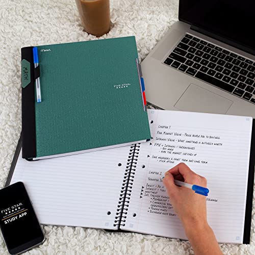 Five Star Advance Spiral Notebook + Study App, 3 Subject, College Ruled Paper, 8-1/2" x 11", 150 Sheets, Spiral Guard, Movable Tabbed Dividers, Seaglass Green (73136) (Pack of 6) - color: Seaglass Green, size: Pack of 6