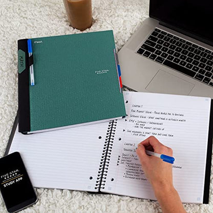 Five Star Advance Spiral Notebook + Study App, 3 Subject, College Ruled Paper, 8-1/2" x 11", 150 Sheets, Spiral Guard, Movable Tabbed Dividers, Seaglass Green (73136) (Pack of 6) - color: Seaglass Green, size: Pack of 6