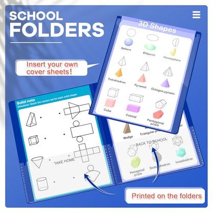 Henoyso 24 Pcs Folders with Pocket School to Home Folder Heavy Duty 2 Pocket Homework Folders with Clear Front Pockets for School Students Parent Teacher Communication (Dark Blue) - color: Dark Blue