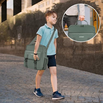 3 Ring Zipper Binder 500-Sheet Zipper Binder Adjustable Shoulder Strap & Handle for 14 Inch Laptop for School and Office (Green)