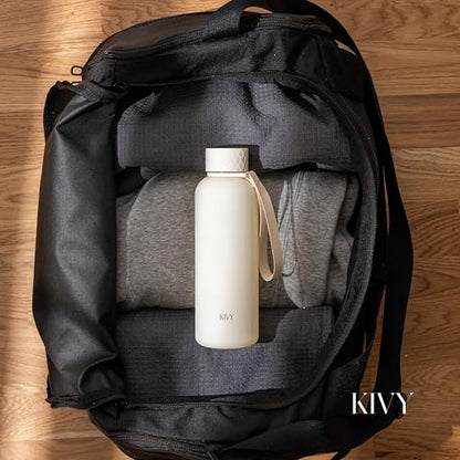 KIVY Slim Water Bottle 22oz [Lightweight & Shatterproof] Leak Proof Bottle for Women & Men - Clear plastic water bottle no straw - Dishwasher Safe Tritan Bottle BPA Free - color: Beige White, size: 22oz