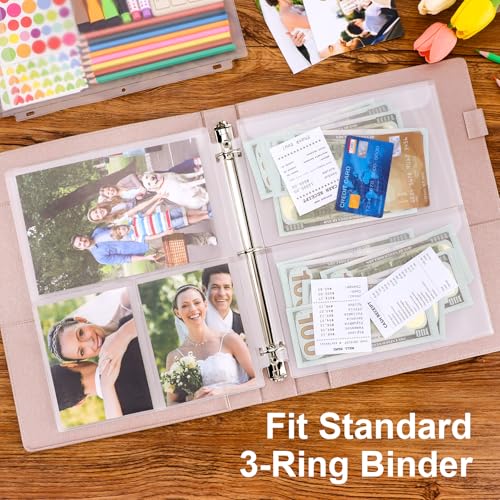 12PCS Letter Size Binder Pockets, 3-Hole Loose Leaf Insert Bag | for 3 Ring Binder, Waterproof PVC Document Organizer Folders for 8.5x11 Paper Business Office Supplies - size: Letter Size