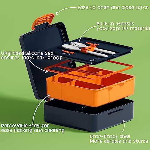 Fimibuke Kids Bento Lunch Box with 4 Compartments, Insulated lunch Bag, Stainless Steel Insulated Water Bottle, Ice Pack & Utensils Set, Birthday Gifts for Ages 3-12 Back to School Toddler Girls Boys - color: A4. Space