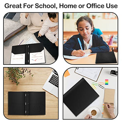 ViVin 12 Pack Plastic Folders with Pockets and Prongs, Heavy Duty 2 Pocket Folders with 3-Prong Fasteners, Poly File Holds 8-1/2" x 11" Paper for School Office Home (Black) - color: Black, size: 12 PACK