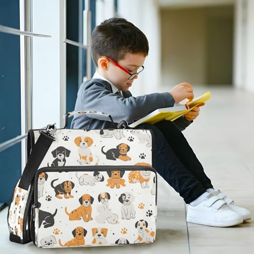 3 Ring Zipper Binder With Shoulder Strap Documents Storage Organizer Animal Dog - color: Dogs Paws