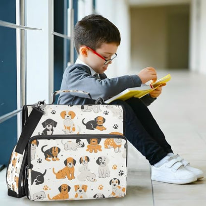 3 Ring Zipper Binder With Shoulder Strap Documents Storage Organizer Animal Dog - color: Dogs Paws