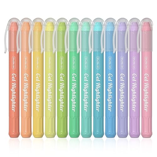 Shuttle Art Bible Highlighters and Pens No Bleed, 12 Pastel Colors Gel Highlighters No Bleed Through, Bible Journaling Supplies, Great for Journaling Highlighting and Studying - color: 12 Pastel Colors