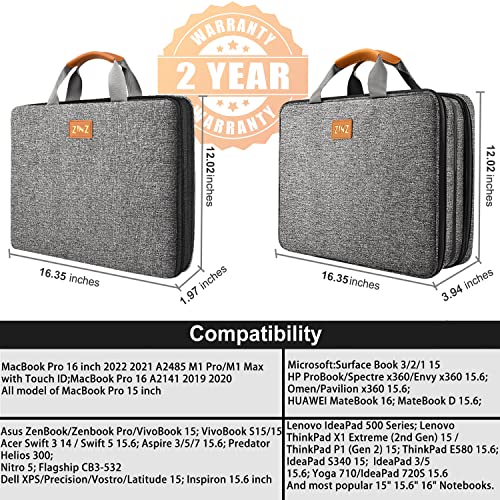 ZINZ Slim Expandable Laptop Case 15.6 Inch Sleeve Upgraded Protective Durable Recycled Carrying Case Compatible with MacBook 15" & 16" and Most 15" 15.6" 16" Notebook,D01G03 - color: D01g03, size: 15.6"