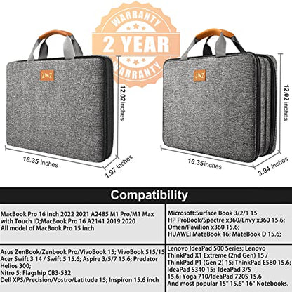 ZINZ Slim Expandable Laptop Case 15.6 Inch Sleeve Upgraded Protective Durable Recycled Carrying Case Compatible with MacBook 15" & 16" and Most 15" 15.6" 16" Notebook,D01G03 - color: D01g03, size: 15.6"