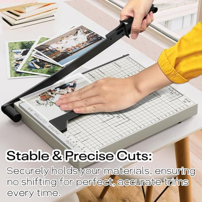 Optomni Paper Cutter, 12-Inch Heavy Duty Guillotine Paper Cutter with 15 Sheet Capacity, Ideal Paper Trimmer for Classroom, Cardstock, Art Projects, and Office Use (Magnetic Paper Guide)