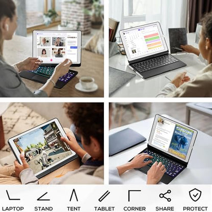 edaiser Swivel Keyboard Case iPad 10.2" (9th 8th 7th), Air 3rd Gen Black | 360 Degree Rotatable Protective Cover with Pencil Holder | Multi-Touch Trackpad, RGB Backlit | Flexible Adjustable View Angle - color: Black, size: iPad 10.2"(9th-7th)& Air 3rd 10.