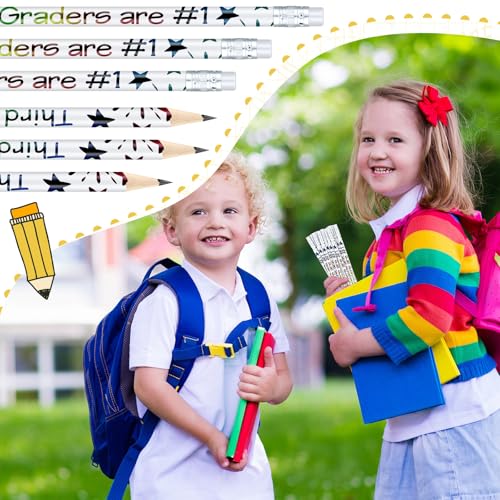 Tenceur 48 Pcs 3rd Graders Pencils Bulk Motivational Pencils with Erasers Inspirational Pencil with Back to School Supplies for Kids Student Teacher Classroom Reward - style: 3rd Graders