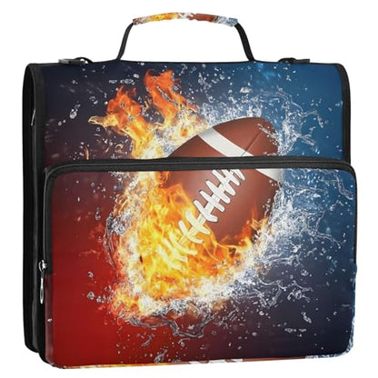 3 Ring Zipper Binder With Shoulder Strap Documents Storage Organizer Animal Dog - color: Fire Water Blue