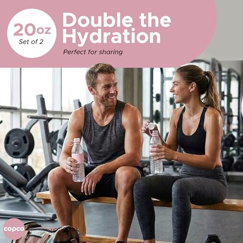 Copco Hydra Water Bottles with Lids, 20 Oz - Light Pink, Set of 2 | BPA-Free Tritan Reusable Bottles with Leak Resistant Lids, Wide Mouth Opening, Non-Slip Grip Sleeve for Home, Office & Travel - color: Light Pink