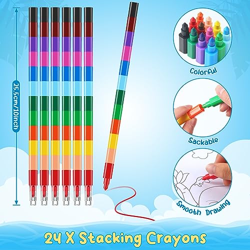 BenLouis 24 Dinosaur Mini Coloring Books Kids with 24 Stacking Crayons Dino Birthday Party Favors Activity Books Bulk for Kids Jurassic Goodie Bag Gift Stuffer Classroom Reward - style: Dinosaur