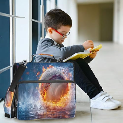 3 Ring Zipper Binder Firing Baseball Binder Organizer Portfolio with File and Shoulder Strap & Handle Large Capacity File Folder - color: Firing Baseball