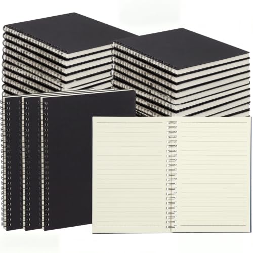 Eersida 20 Pack A5 Spiral Notebook Bulk, College Ruled Lined Notepads 5.5" × 8.3" 100 Pages (50 Sheets), Hardcover Writing Journals for Office Meetings Work Back to School Supplies(Black) - color: Black