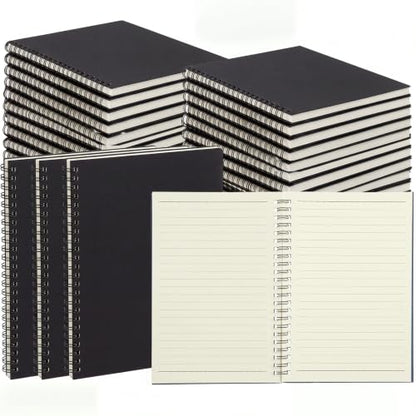 Eersida 20 Pack A5 Spiral Notebook Bulk, College Ruled Lined Notepads 5.5" × 8.3" 100 Pages (50 Sheets), Hardcover Writing Journals for Office Meetings Work Back to School Supplies(Black) - color: Black