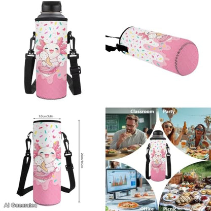 Ice Cream Backpack for Boys Axolotl Backpack for Girls with Lunch Box Kids Daypack with Zipper Pencil Pouch Water Bottle Holder 4PCS Set Bookbag with Front Pocket 17 inch School Accessories - color: Axolotl Ice Cream